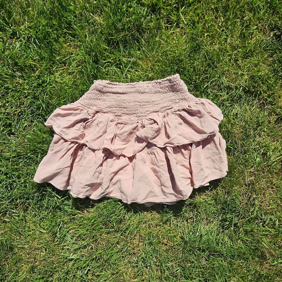 Boho Brown Fairycore Mini Skirt – Cottagecore Ruffle Hem Y2K Pixie Aesthetic - Picture 1 of 4